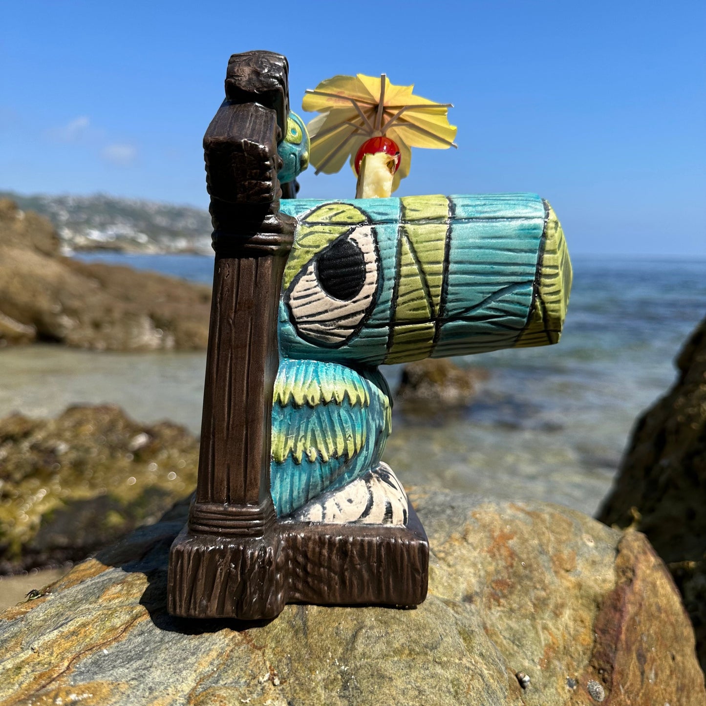 Tiki tOny's Hanging Toucan Tiki Mug (Blue-Green), sculpted by Thor - Ready to Ship! (FREE SHIPPING in U.S.)