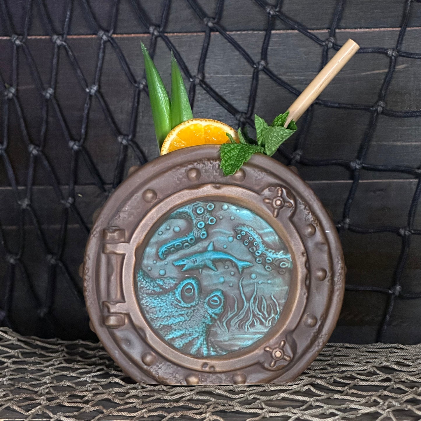 DIVE! DIVE! DIVE!  Sunset Edition - Ceramic Tiki Mug, sculpt by Thor - Ready to Ship! (FREE SHIPPING in U.S.)