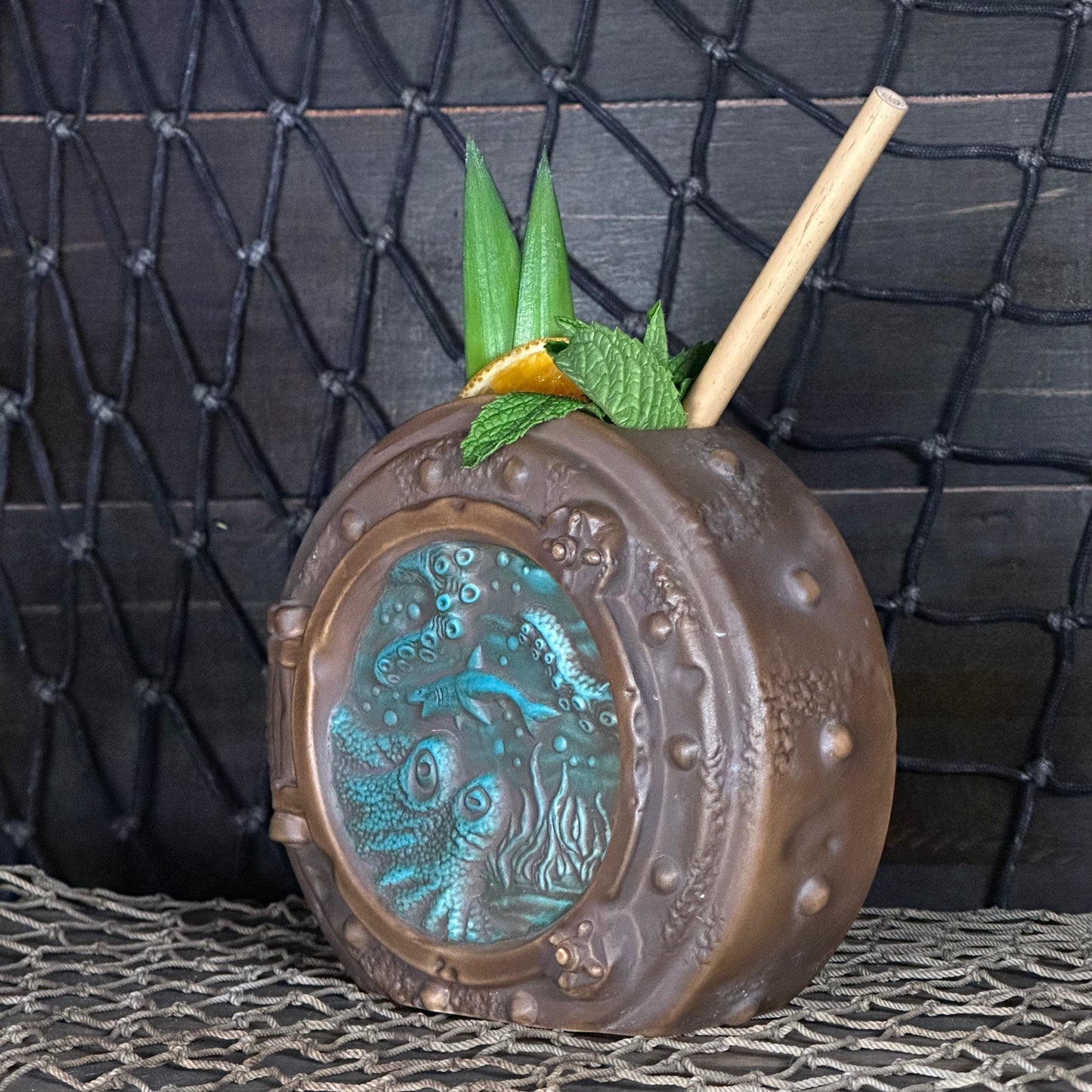 DIVE! DIVE! DIVE!  Sunset Edition - Ceramic Tiki Mug, sculpt by Thor - Ready to Ship! (FREE SHIPPING in U.S.)