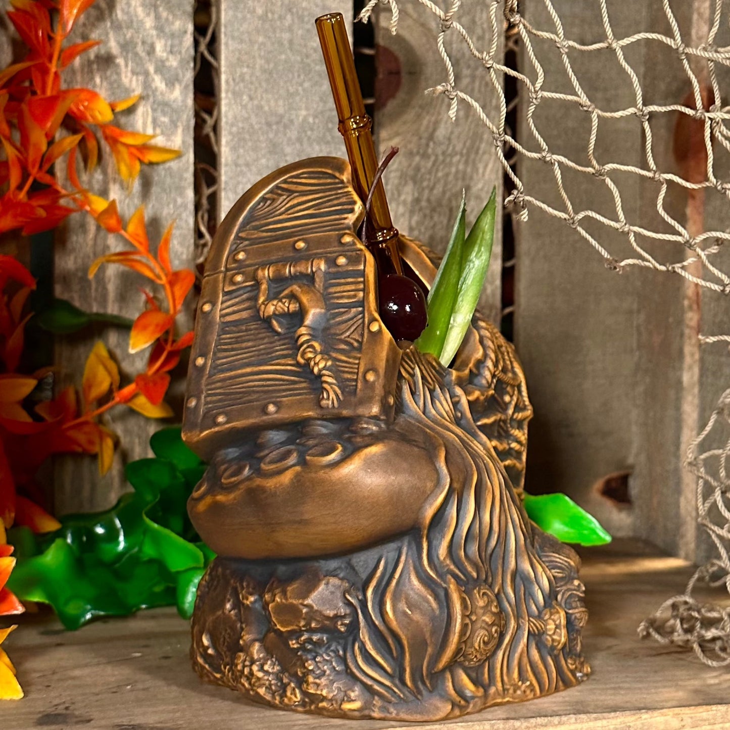 Sunken Treasure (Brown) Ceramic Tiki Mug - Ready to Ship! (FREE SHIPPING in U.S.)
