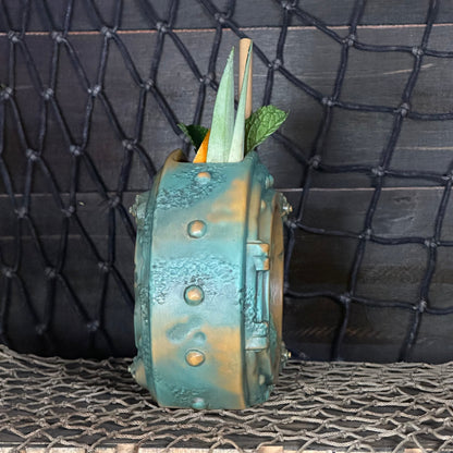 DIVE! DIVE! DIVE!  Ocean Patina Edition - Ceramic Tiki Mug, sculpt by Thor - Ready to Ship! (FREE SHIPPING in U.S.)