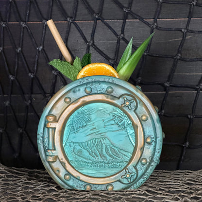 DIVE! DIVE! DIVE!  Ocean Patina Edition - Ceramic Tiki Mug, sculpt by Thor - Ready to Ship! (FREE SHIPPING in U.S.)