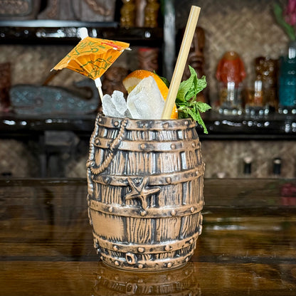 Sunken Rum Barrel Tiki Mug, sculpted by Thor -  Ready to Ship! (FREE SHIPPING in U.S.)