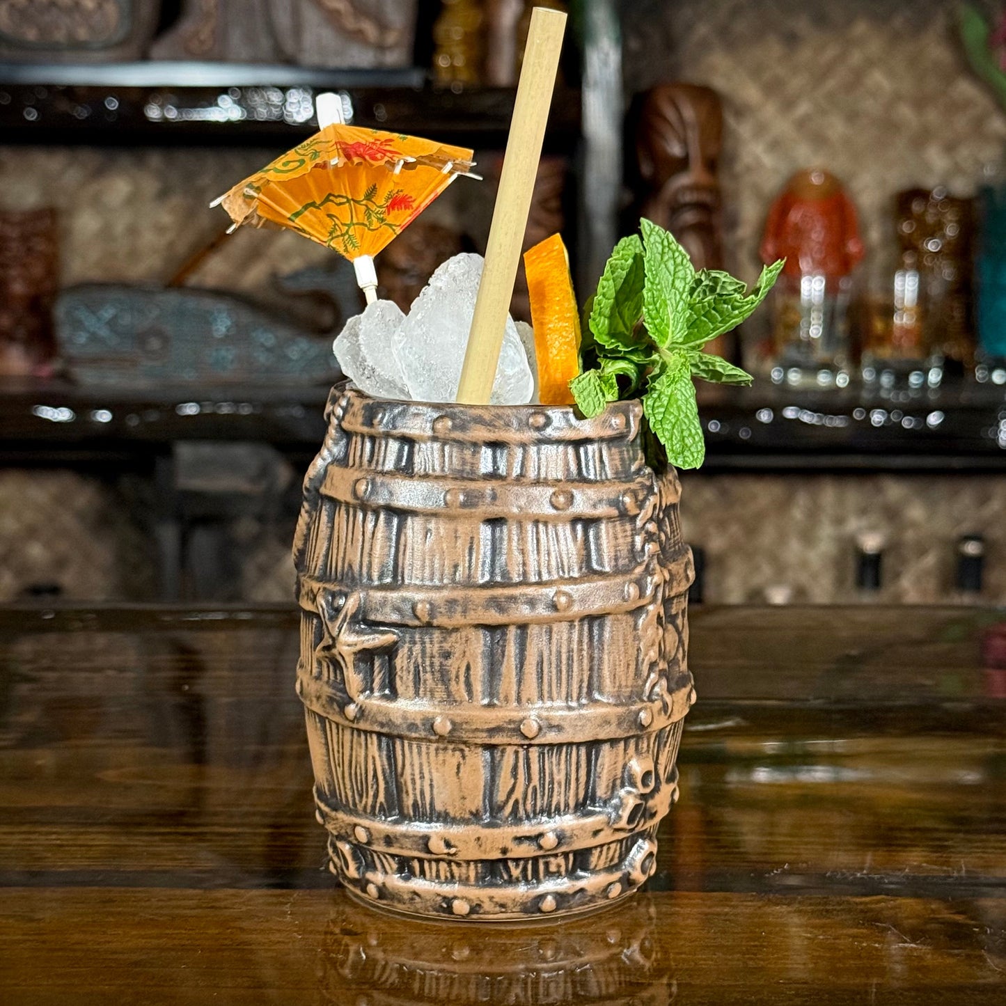 Sunken Rum Barrel Tiki Mug, sculpted by Thor -  Ready to Ship! (FREE SHIPPING in U.S.)