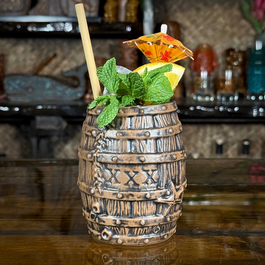Sunken Rum Barrel Tiki Mug, sculpted by Thor -  Ready to Ship! (FREE SHIPPING in U.S.)
