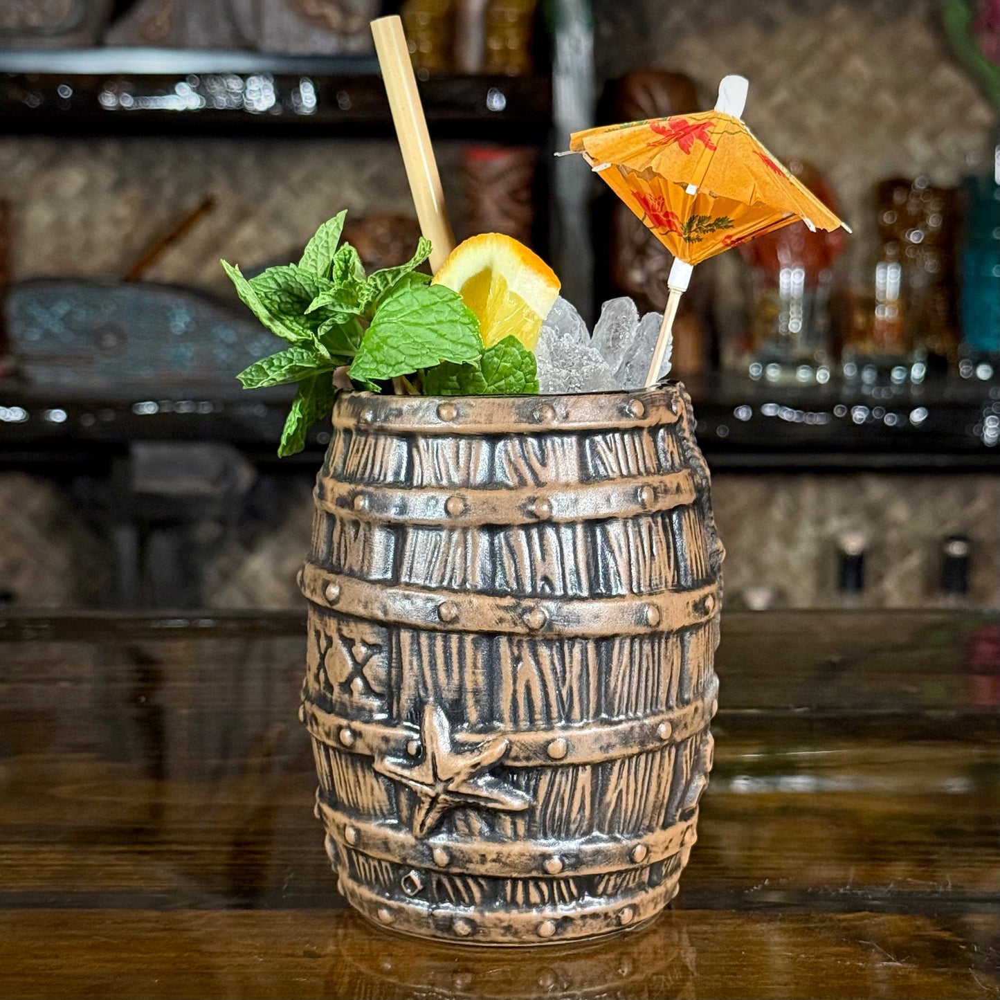 Sunken Rum Barrel Tiki Mug, sculpted by Thor -  Ready to Ship! (FREE SHIPPING in U.S.)