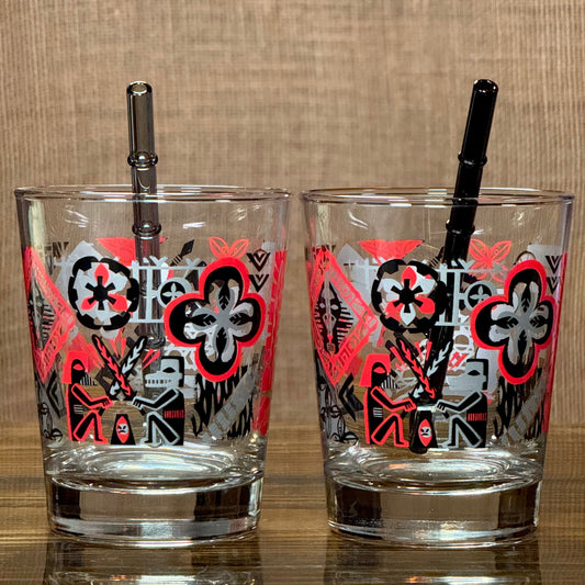 'Obsidian' Glass Bamboo Straw Set of Two (2) - Ready to Ship!