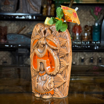 The Griper Tiki Mug (Orange) designed by Ken Ruzic, sculpted by Thor - Limited Edition of 250 - Ready to Ship! (FREE SHIPPING in U.S.)