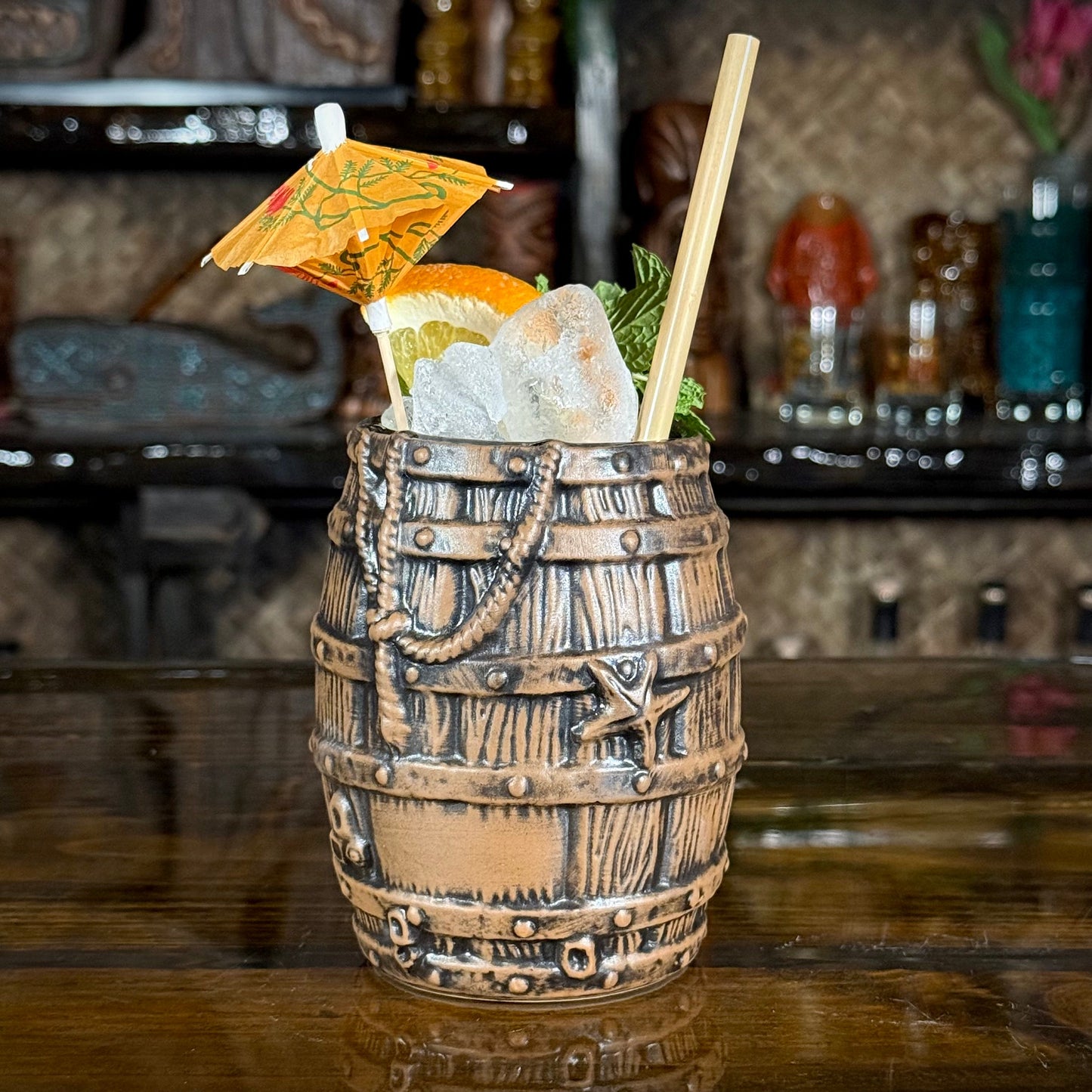 Sunken Rum Barrel Tiki Mug, sculpted by Thor -  Ready to Ship! (FREE SHIPPING in U.S.)