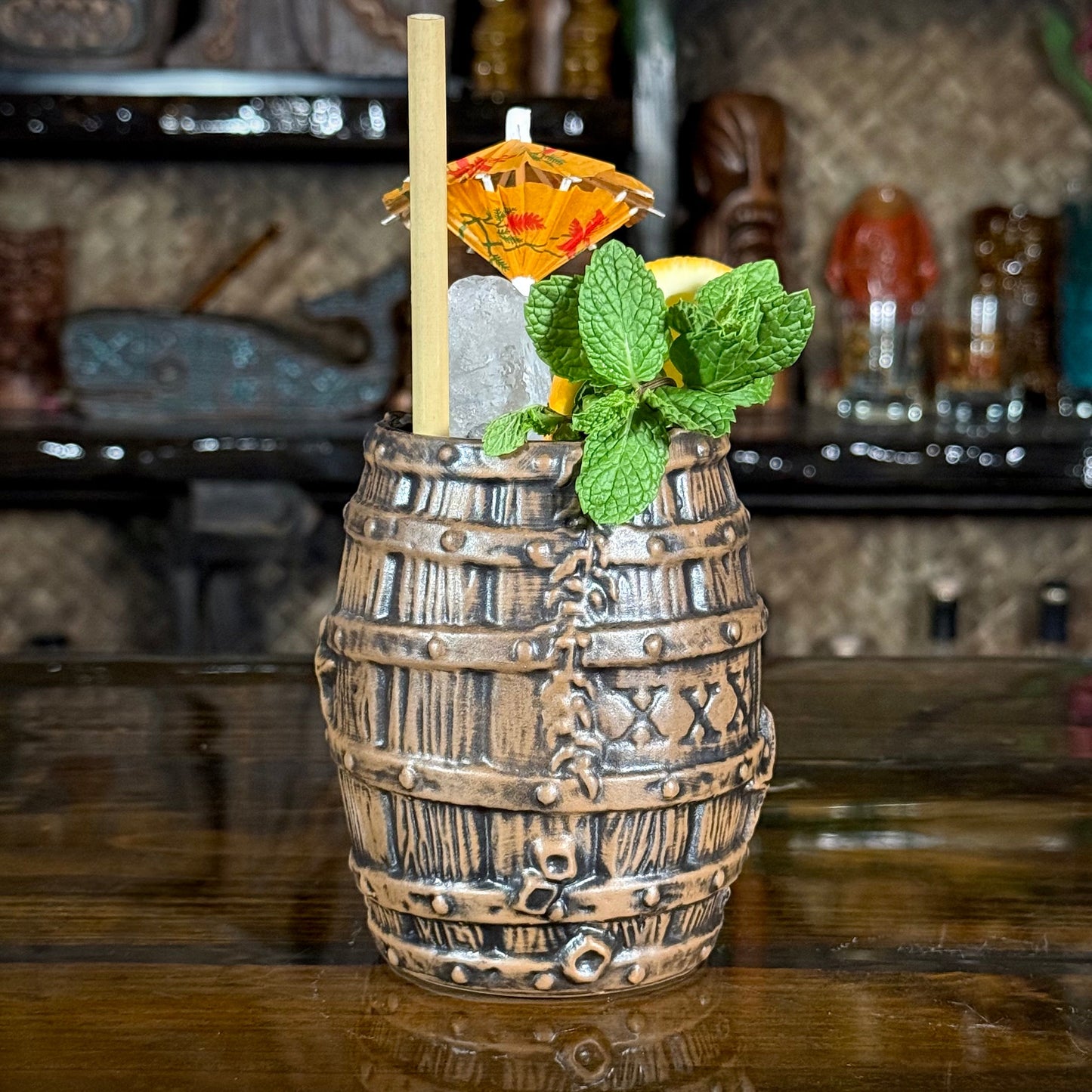 Sunken Rum Barrel Tiki Mug, sculpted by Thor -  Ready to Ship! (FREE SHIPPING in U.S.)