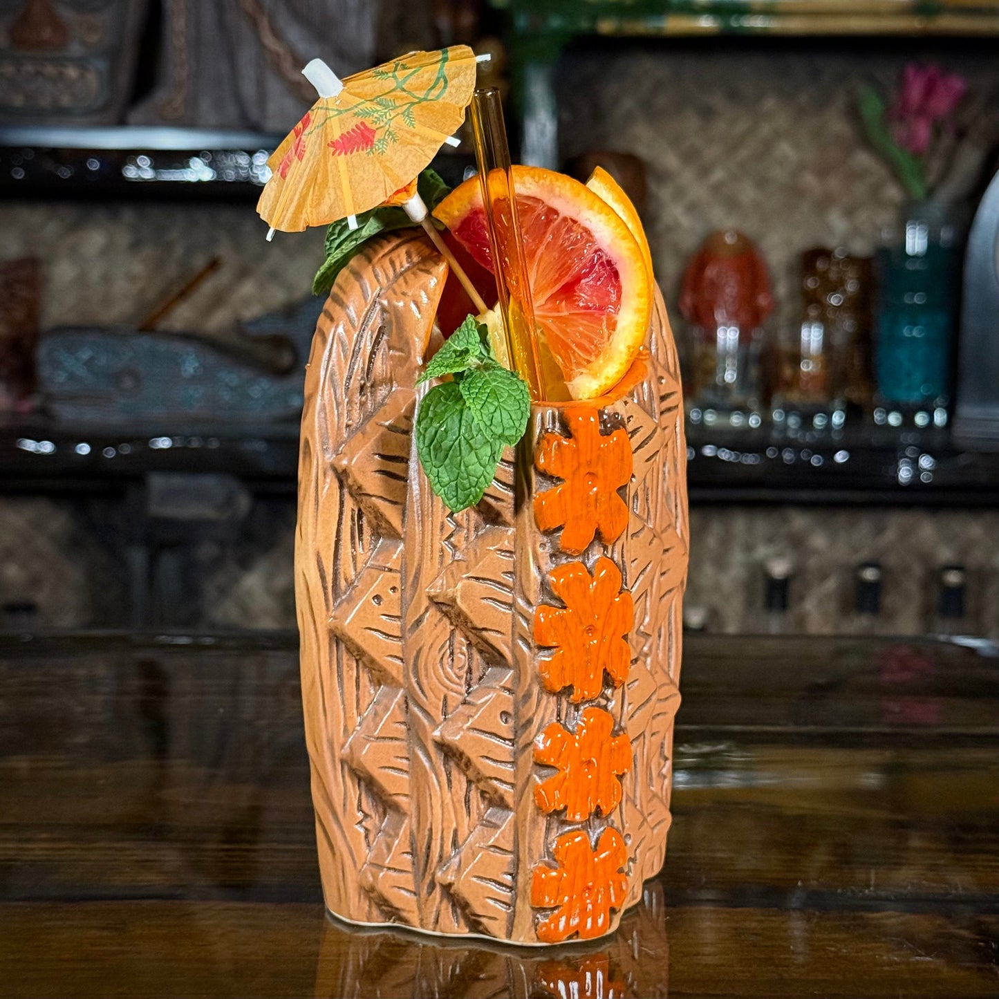 The Griper Tiki Mug (Orange) designed by Ken Ruzic, sculpted by Thor - Limited Edition of 250 - Ready to Ship! (FREE SHIPPING in U.S.)