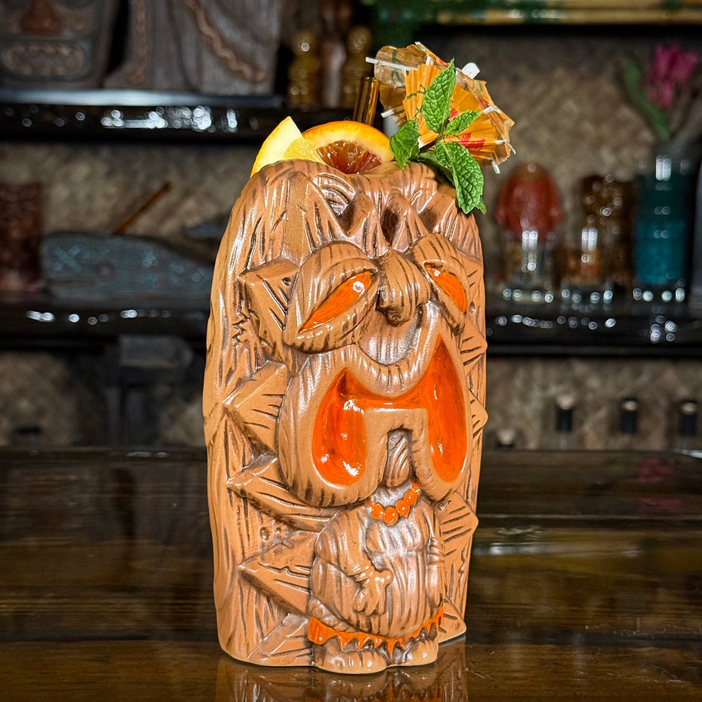 The Griper Tiki Mug (Orange) designed by Ken Ruzic, sculpted by Thor - Limited Edition of 250 - Ready to Ship! (FREE SHIPPING in U.S.)