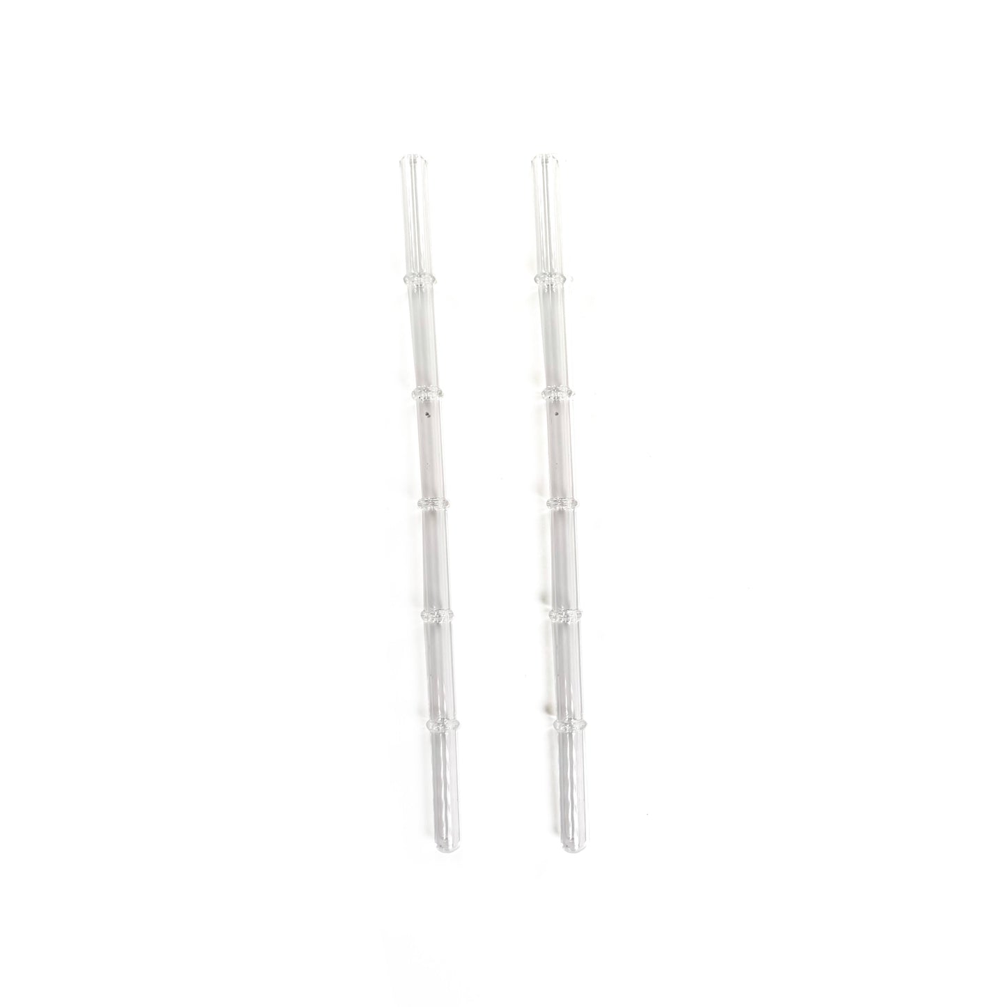 'Clear' Glass Bamboo Straw Set of Two (2) - Ready to Ship!