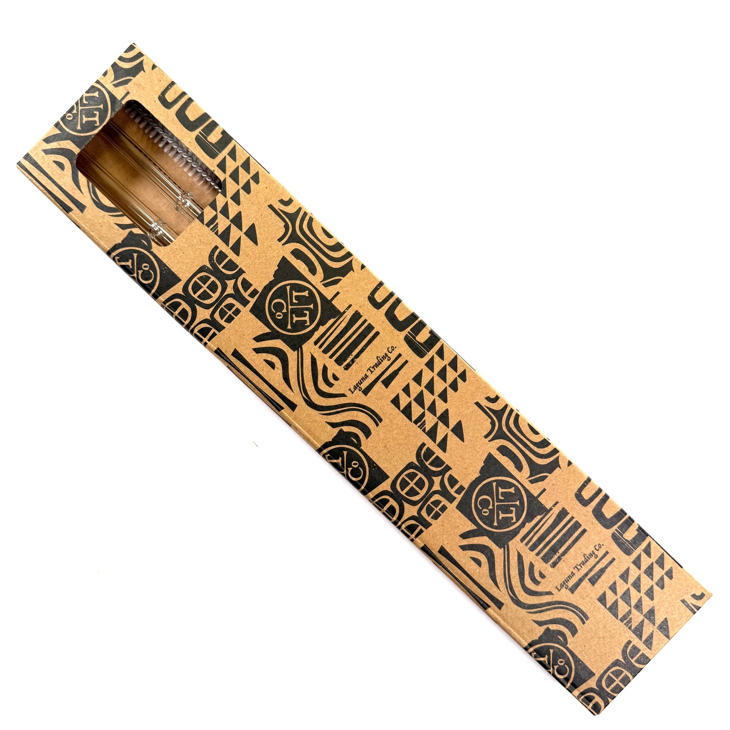 'Clear' Glass Bamboo Straw Set of Two (2) - Ready to Ship!