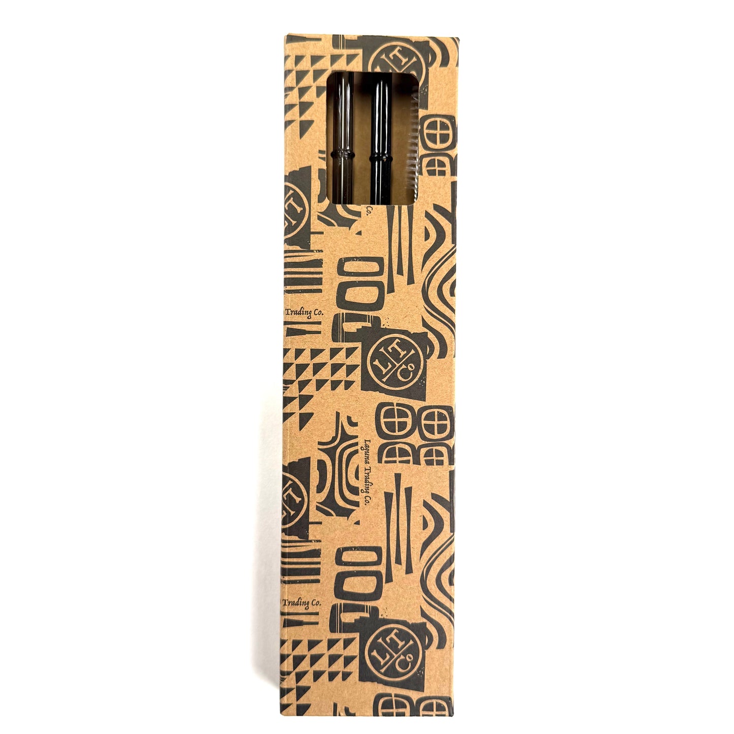 'Obsidian' Glass Bamboo Straw Set of Two (2) - Ready to Ship!