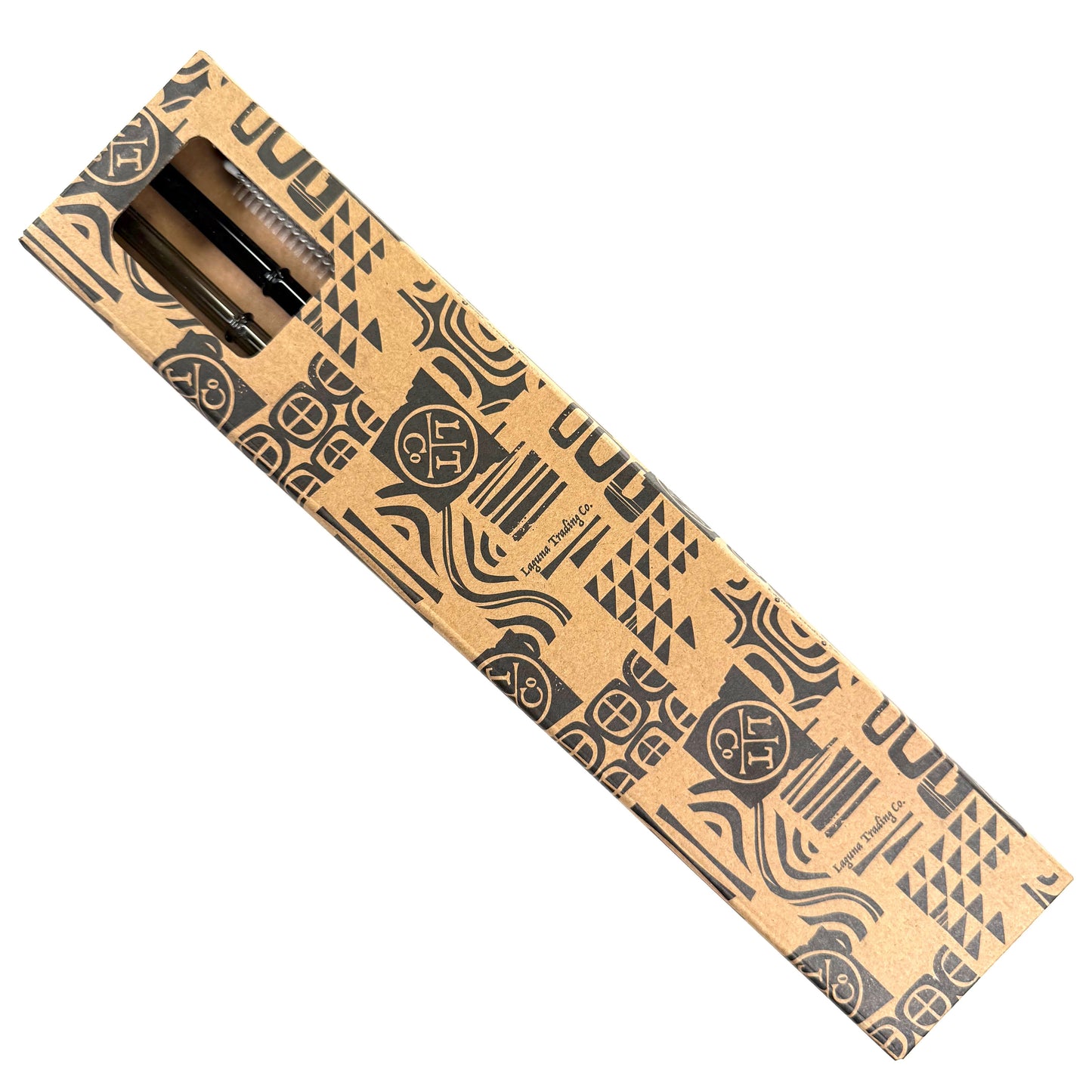 'Obsidian' Glass Bamboo Straw Set of Two (2) - Ready to Ship!