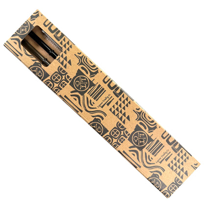 'Obsidian' Glass Bamboo Straw Set of Two (2) - Ready to Ship!