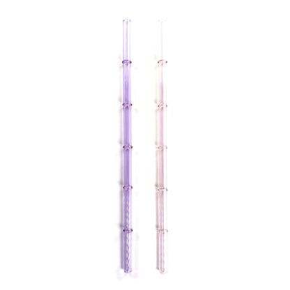 'Orchid' Glass Bamboo Straw Set of Two (2) - Ready to Ship!