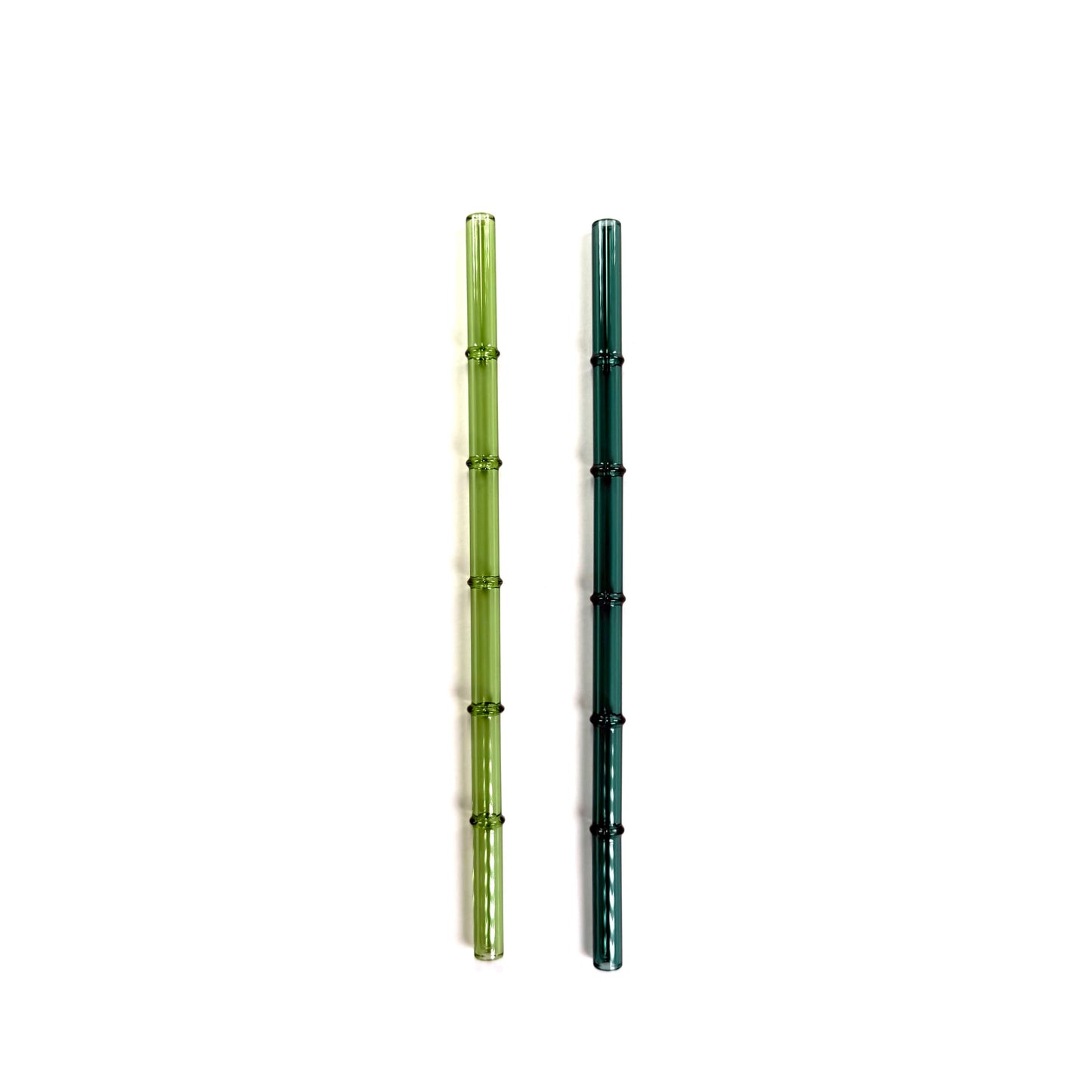 'Monstera' Glass Bamboo Straw Set of Two (2) - Ready to Ship!