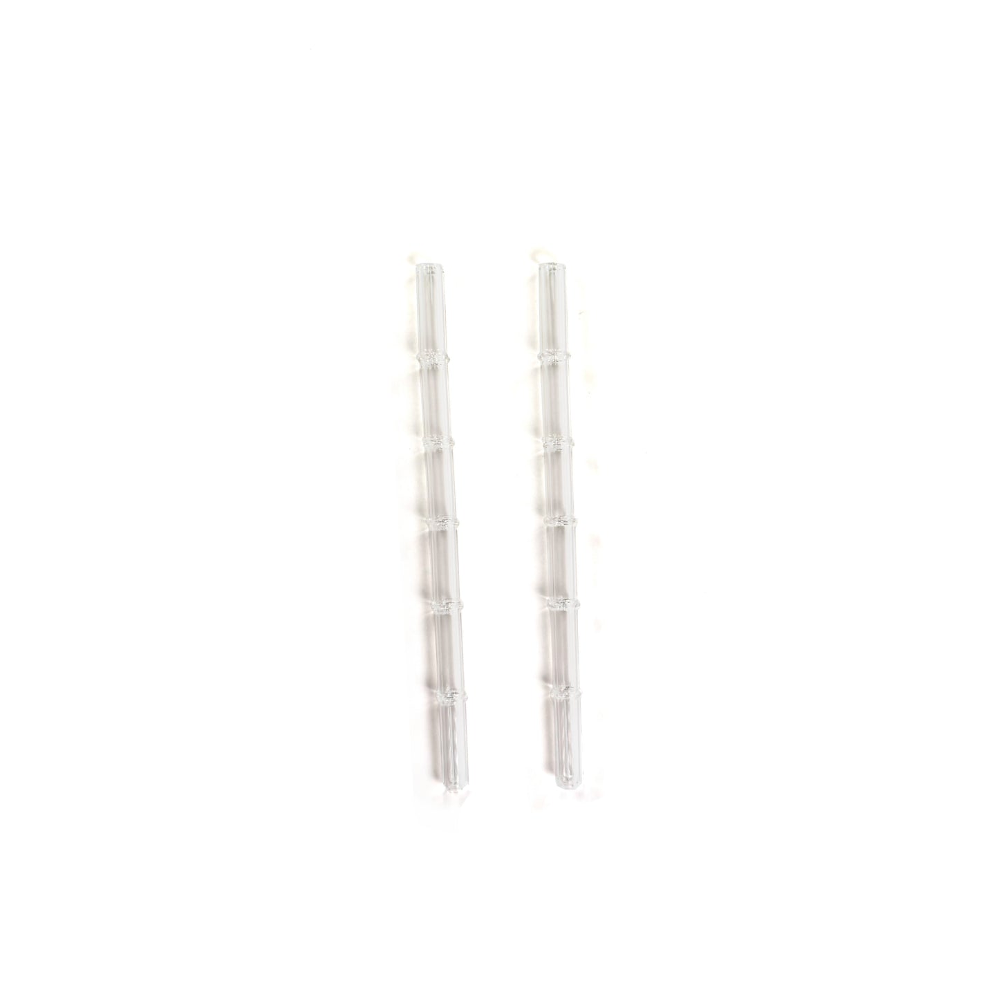 'Clear' Glass Bamboo Straw Set of Two (2) - Ready to Ship!