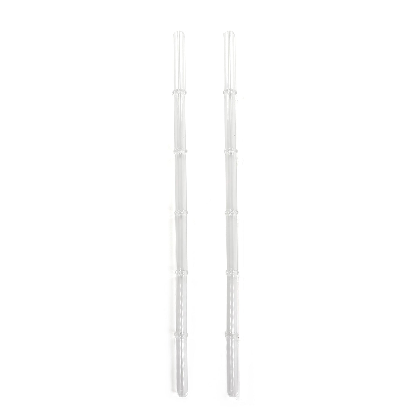 'Clear' Glass Bamboo Straw Set of Two (2) - Ready to Ship!