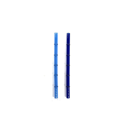 'Ocean' Glass Bamboo Straw Set of Two (2) - Ready to Ship!