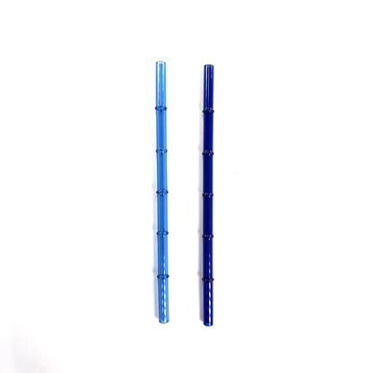 'Ocean' Glass Bamboo Straw Set of Two (2) - Ready to Ship!