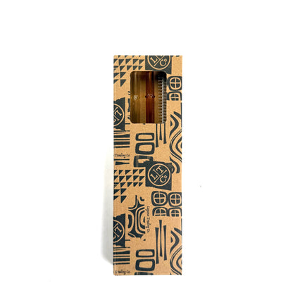 'Sunrise' Glass Bamboo Straw Set of Two (2) - Ready to Ship!