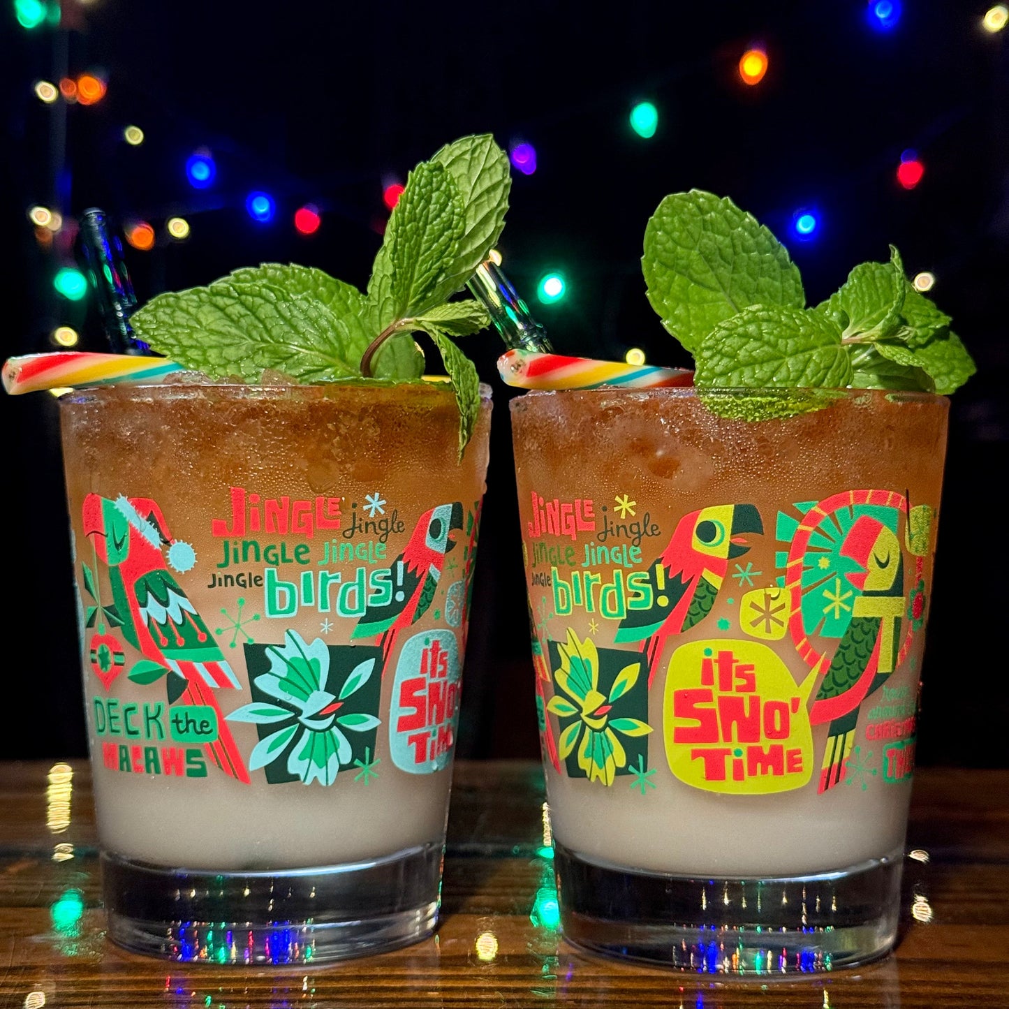 Jeff Granito's 'Jingle Birds' Mai Tai Cocktail Glass (1) - Ready to Ship!