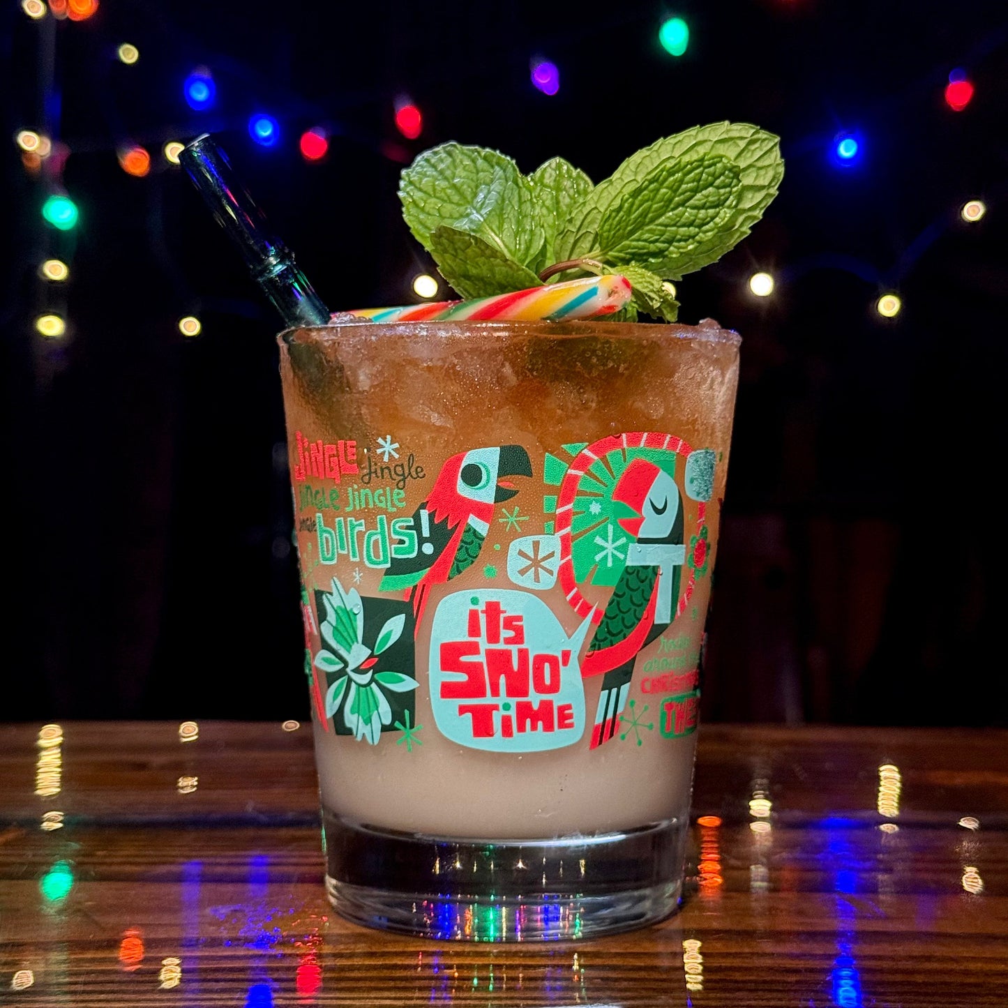 Jeff Granito's 'Jingle Birds' Mai Tai Cocktail Glass (1) - Ready to Ship!