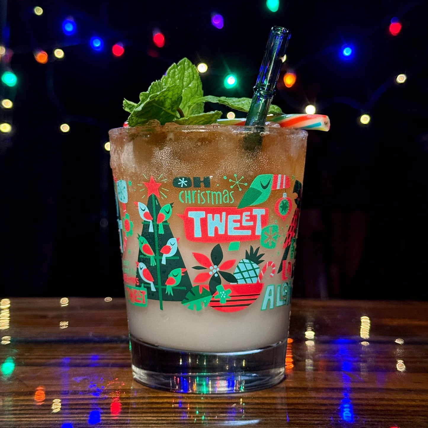 Jeff Granito's 'Jingle Birds' Mai Tai Cocktail Glass (1) - Ready to Ship!