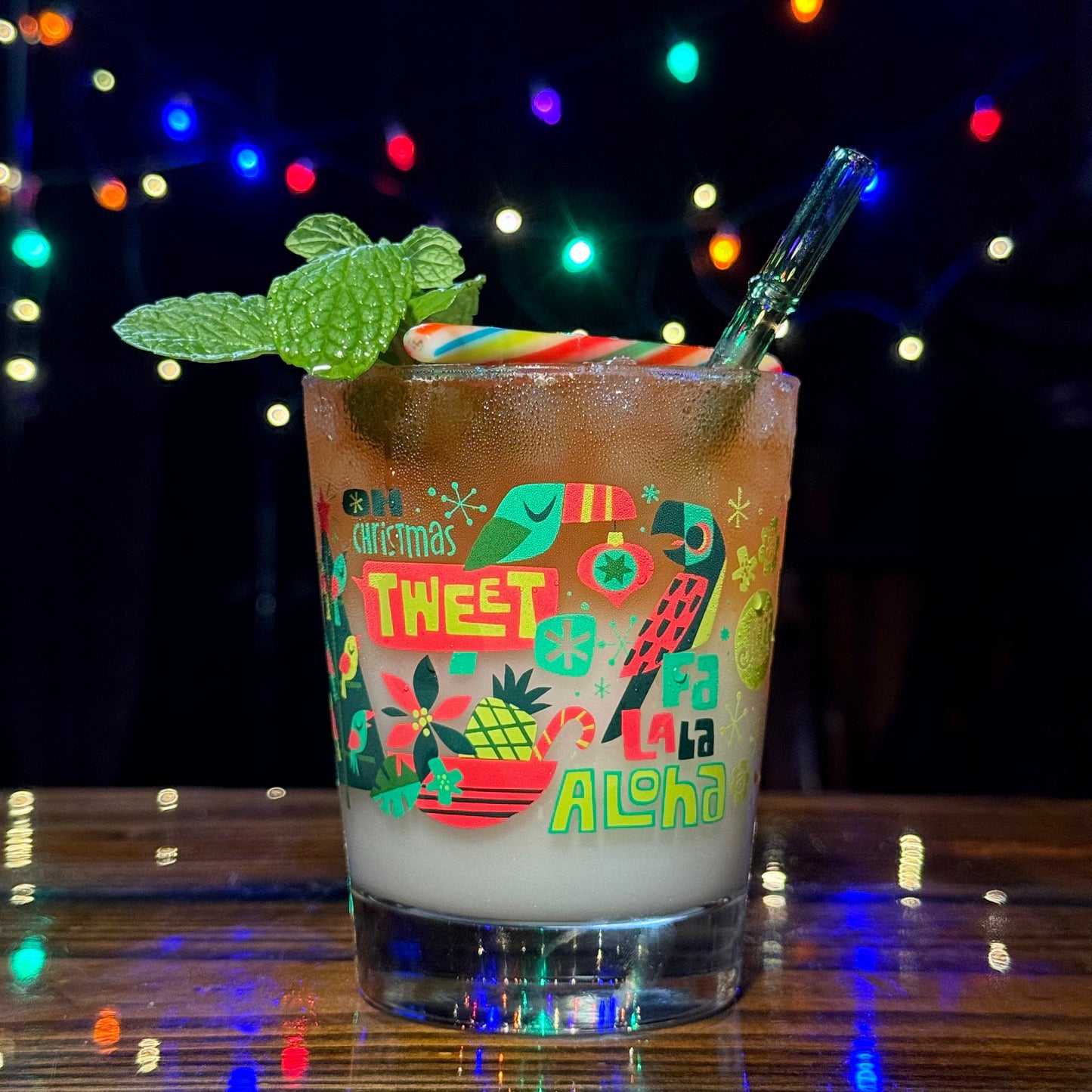 Jeff Granito's 'Jingle Birds' Mai Tai Cocktail Glass (1) - Ready to Ship!