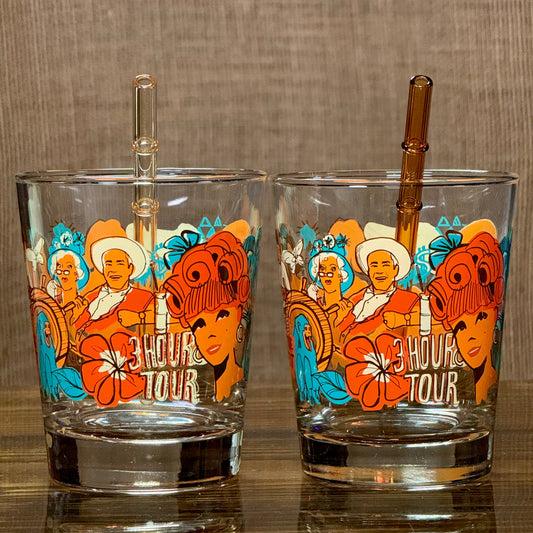 'Sunrise' Glass Bamboo Straw Set of Two (2) - Ready to Ship!