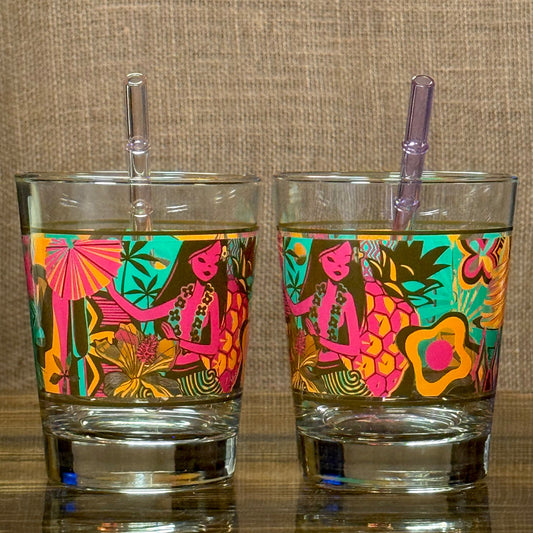 'Orchid' Glass Bamboo Straw Set of Two (2) - Ready to Ship!