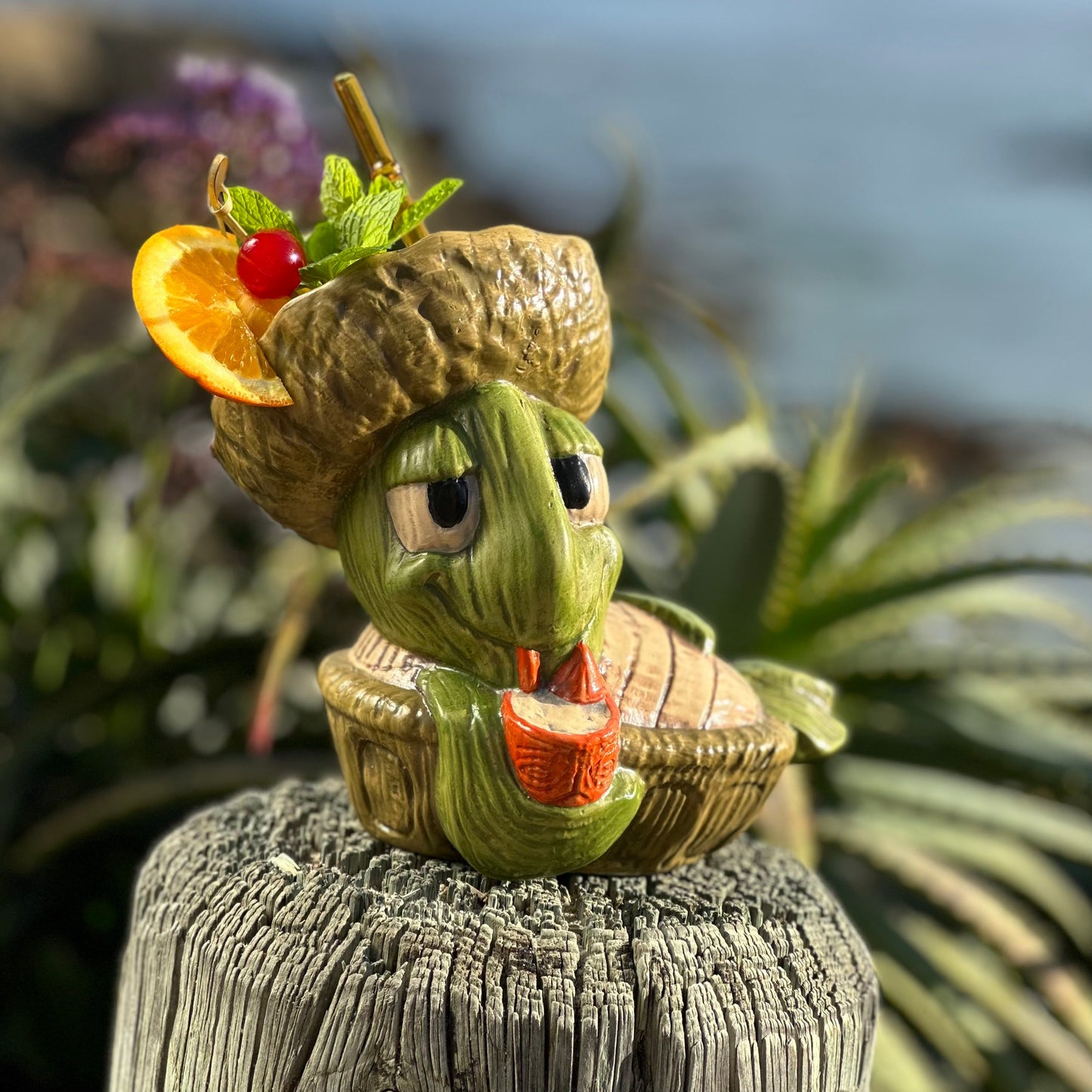 Tiki tOny's Luau Louie the Sippin' Turtle Tiki Mug, sculpt by Thor - Ready to Ship! (FREE SHIPPING in U.S.)