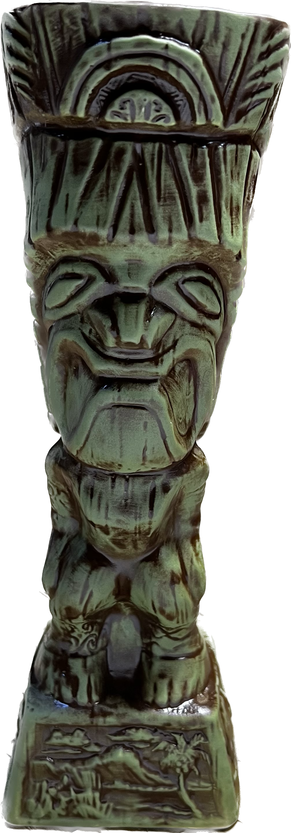 Journey to Hawaii Tiki Mug - Jungle Relic Green Limited Edition of 300, designed by Lost Tiki, Jeff Granito, Thor, and sculpted by Thor - Ready to Ship! (FREE SHIPPING in U.S.)
