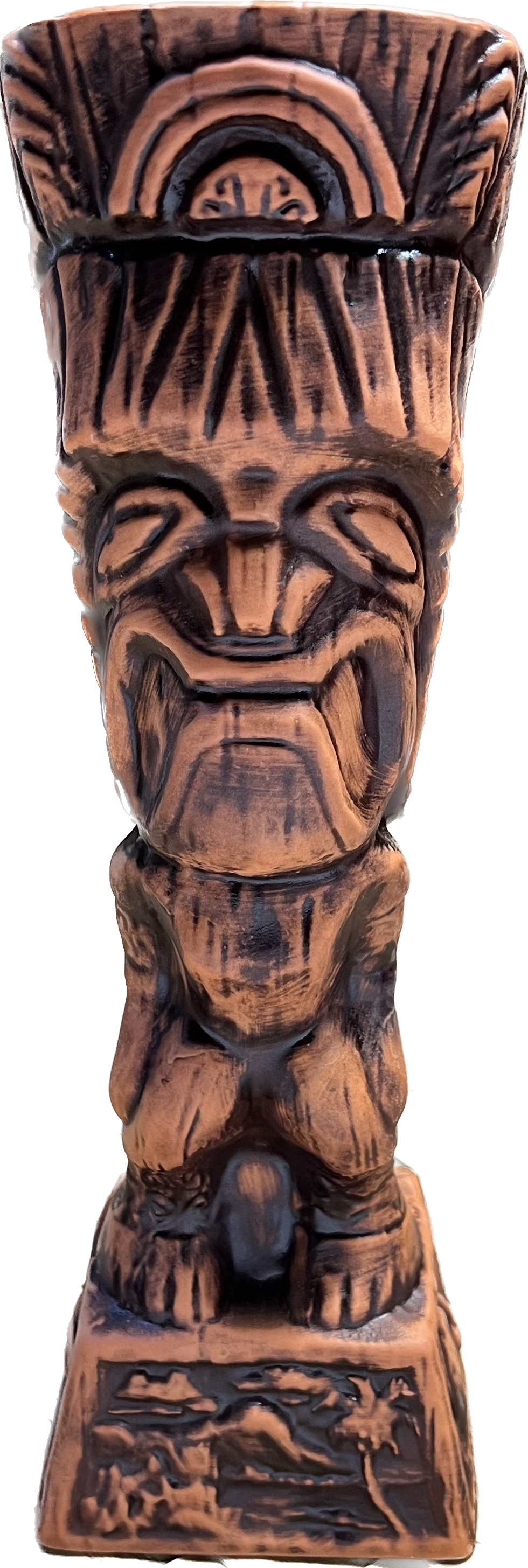 Journey to Hawaii Tiki Mug - Lava Orange Limited Edition of 300, designed by Lost Tiki, Jeff Granito, Thor, and sculpted by Thor - Ready to Ship! (FREE SHIPPING in U.S.)