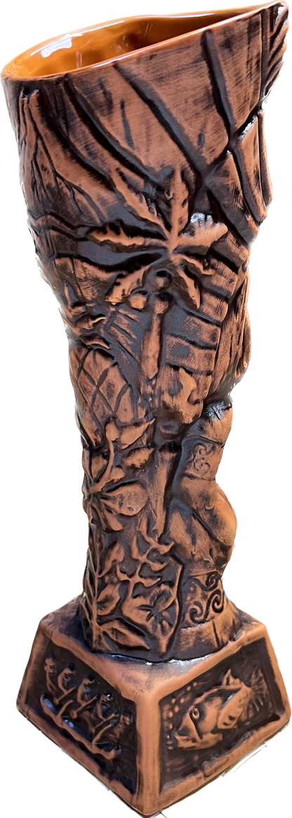 Journey to Hawaii Tiki Mug - Lava Orange Limited Edition of 300, designed by Lost Tiki, Jeff Granito, Thor, and sculpted by Thor - Ready to Ship! (FREE SHIPPING in U.S.)