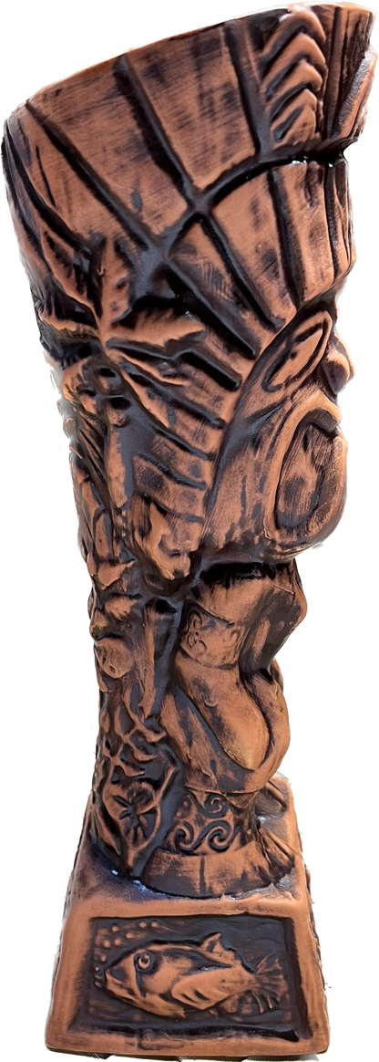 Journey to Hawaii Tiki Mug - Lava Orange Limited Edition of 300, designed by Lost Tiki, Jeff Granito, Thor, and sculpted by Thor - Ready to Ship! (FREE SHIPPING in U.S.)