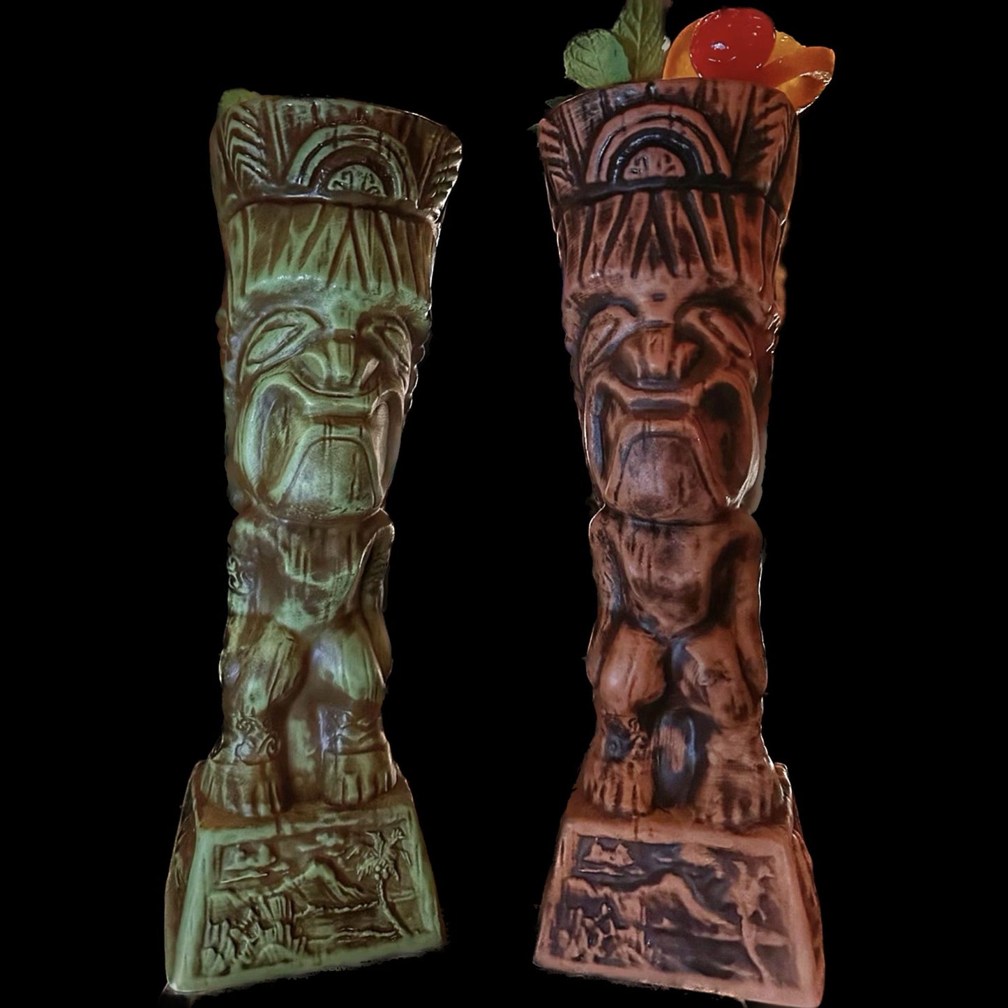 Journey to Hawaii Tiki Mug - Lava Orange Limited Edition of 300, designed by Lost Tiki, Jeff Granito, Thor, and sculpted by Thor - Ready to Ship! (FREE SHIPPING in U.S.)