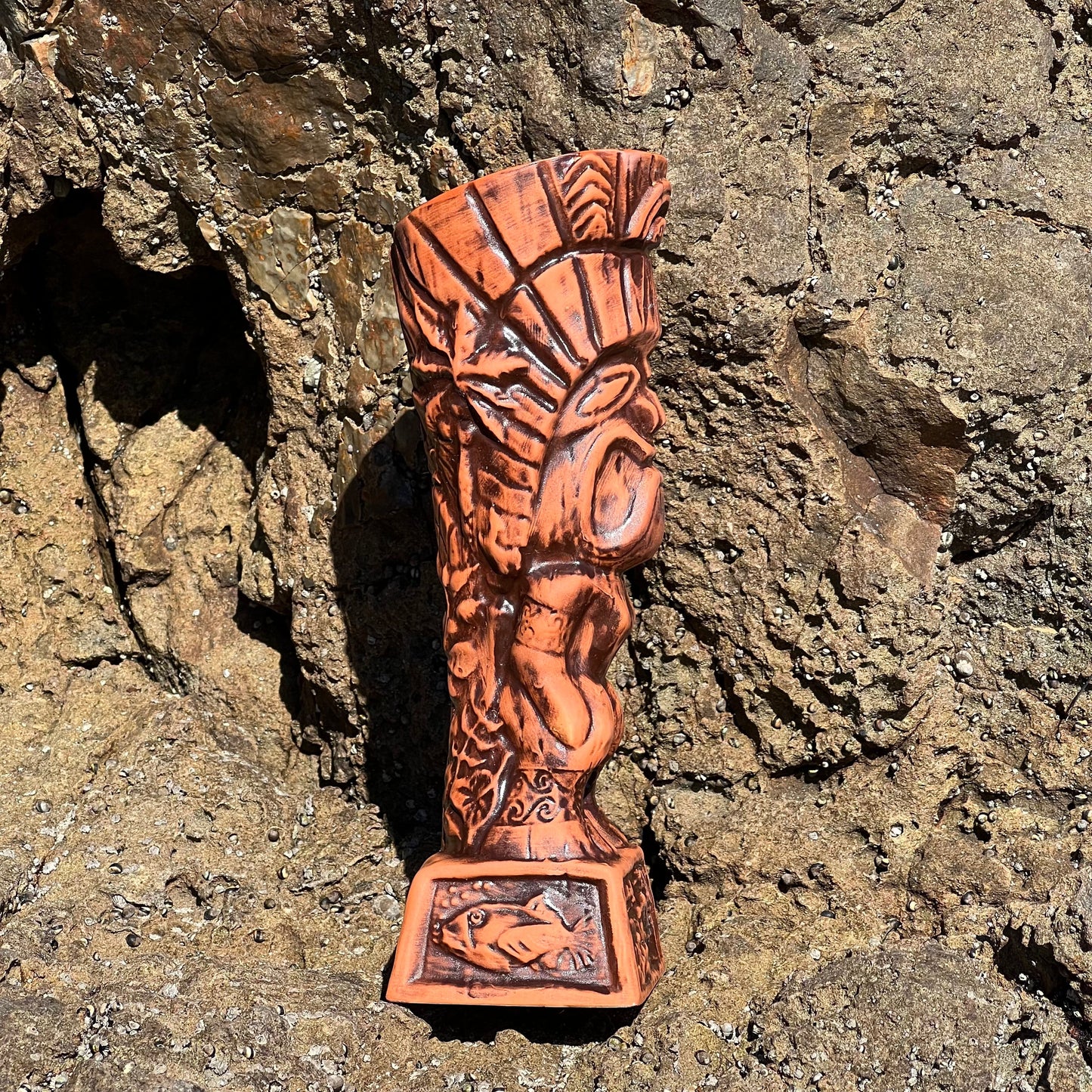 Journey to Hawaii Tiki Mug - Lava Orange Limited Edition of 300, designed by Lost Tiki, Jeff Granito, Thor, and sculpted by Thor - Ready to Ship! (FREE SHIPPING in U.S.)