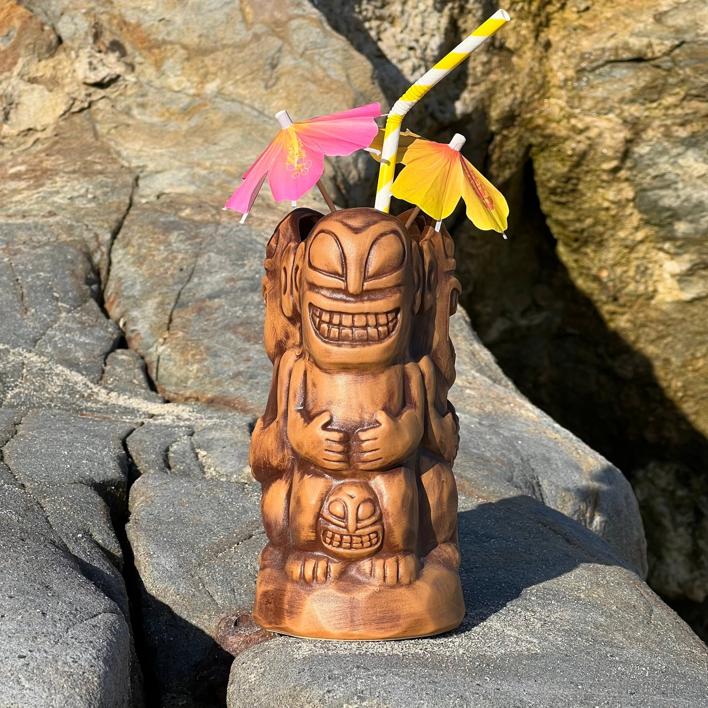 Tahitian Trio Tiki Mug, designed by TikiLand and sculpted by Thor -  Ready to Ship! (FREE SHIPPING in U.S.)