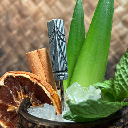 TikiLand Trading Co.'s 'Heritage Aloha' Sculpted Metal Swizzle Sticks - Set of Four (4) - Ready to Ship / Rolling Pre-Order (FREE SHIPPING in U.S.)