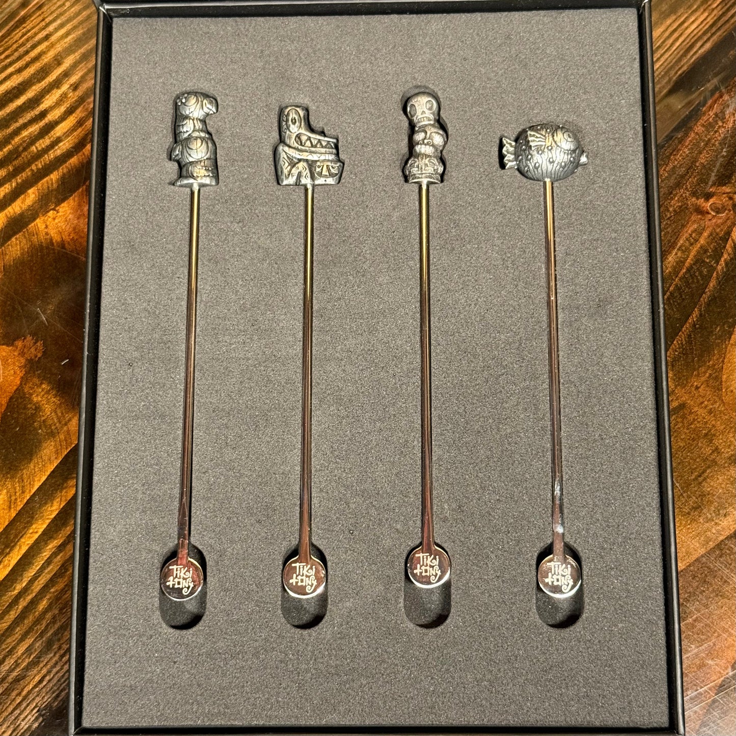 Tiki tOny's 'Best of Tiki' Sculpted Metal Swizzle Sticks - Set of Four (4) - Ready to Ship / Rolling Pre-Order (FREE SHIPPING in U.S.)