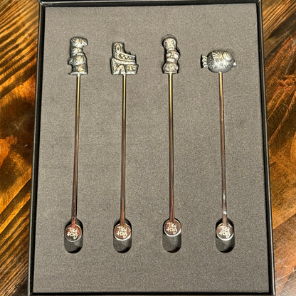 Tiki tOny's 'Best of Tiki' Sculpted Metal Swizzle Sticks - Set of Four (4) - Ready to Ship / Rolling Pre-Order (FREE SHIPPING in U.S.)