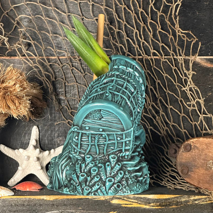 Sunken Treasure (Blue) Ceramic Tiki Mug - Ready to Ship! (FREE SHIPPING in U.S.)