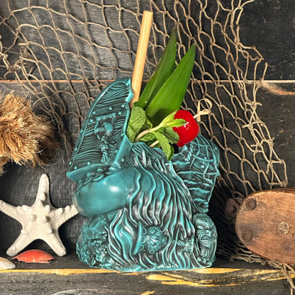 Sunken Treasure (Blue) Ceramic Tiki Mug - Ready to Ship! (FREE SHIPPING in U.S.)