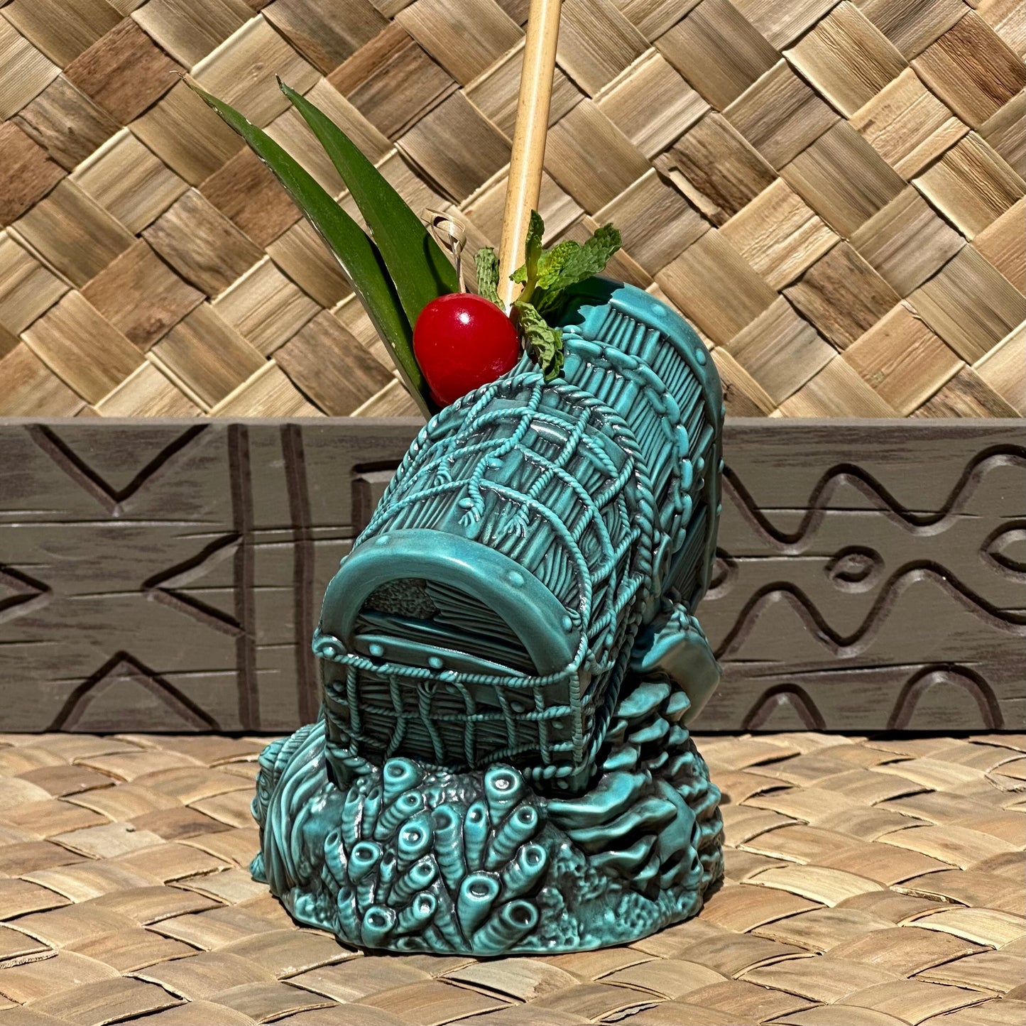 Sunken Treasure (Blue) Ceramic Tiki Mug - Ready to Ship! (FREE SHIPPING in U.S.)