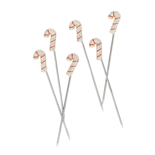 Candy cane cocktail picks - Set of 6