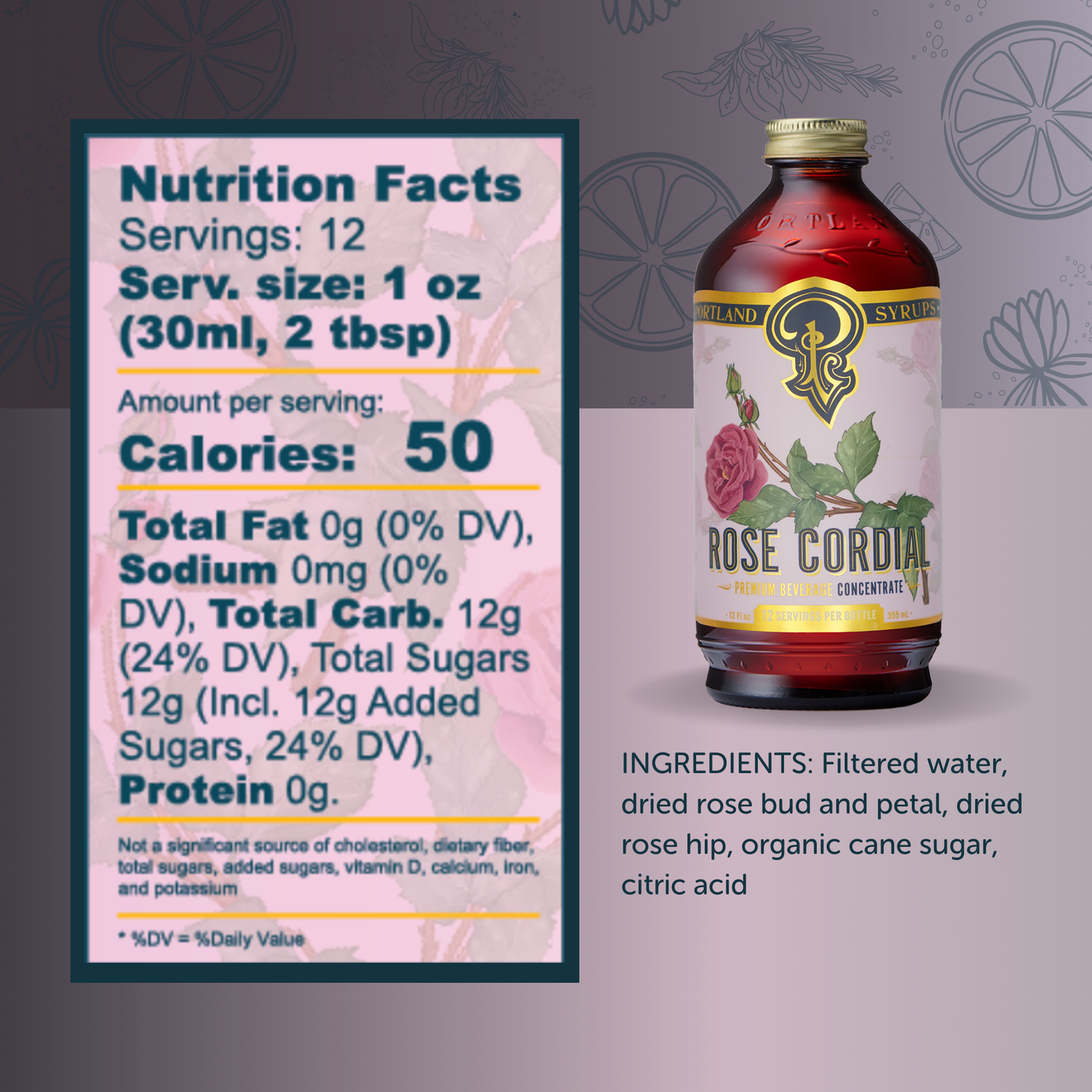 Portland Syrups Rose Cordial Syrup
